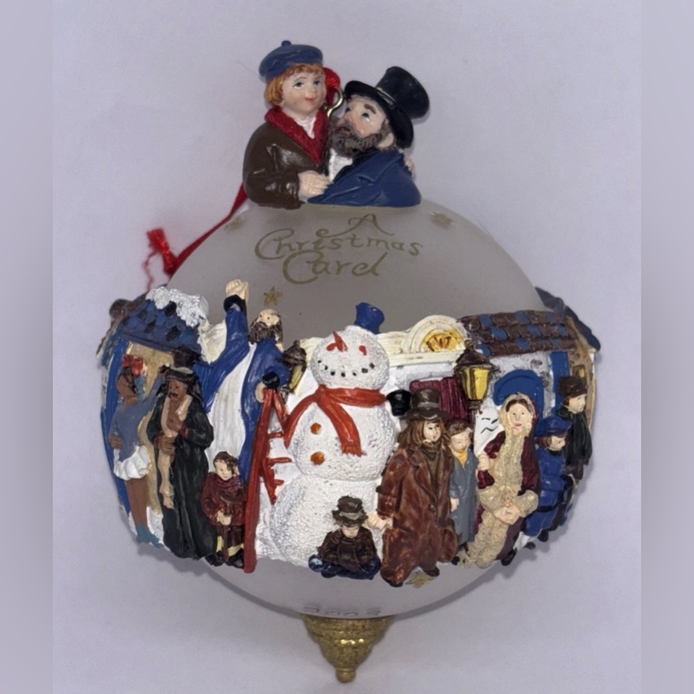 Vintage A Christmas Carol Frosted Acrylic And Resin 3D Scene Ball Ornament 2003